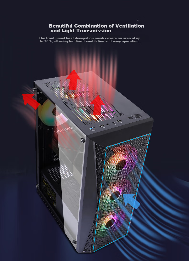 Компьютерный корпус BUBALUS Chui Feng M+ Ice Crystal L3, боковая прозрачная панель, поддержка ATX, 240мм СВО, управление кабелями, отсек для блока питания, U3