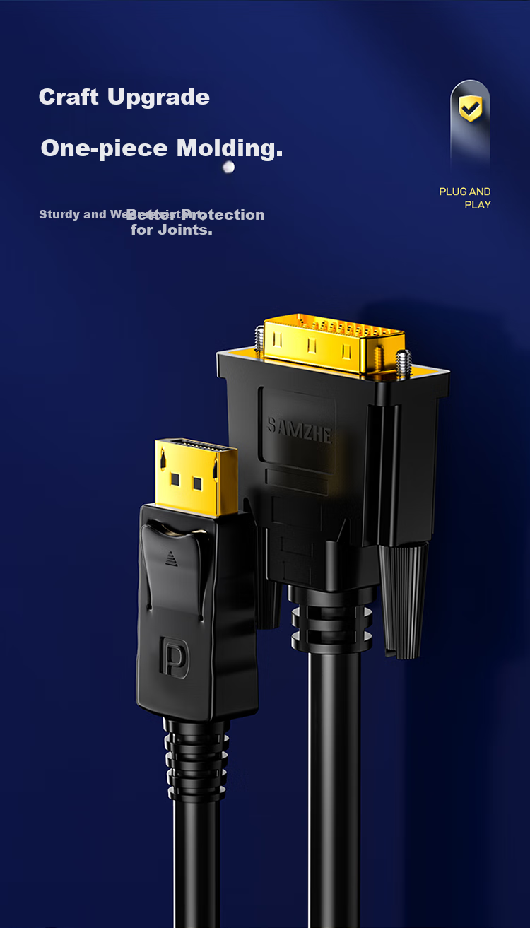Адаптер SAMZHE ZJX-11, DisplayPort на DVI, кабель-переходник, 3 метра, черный