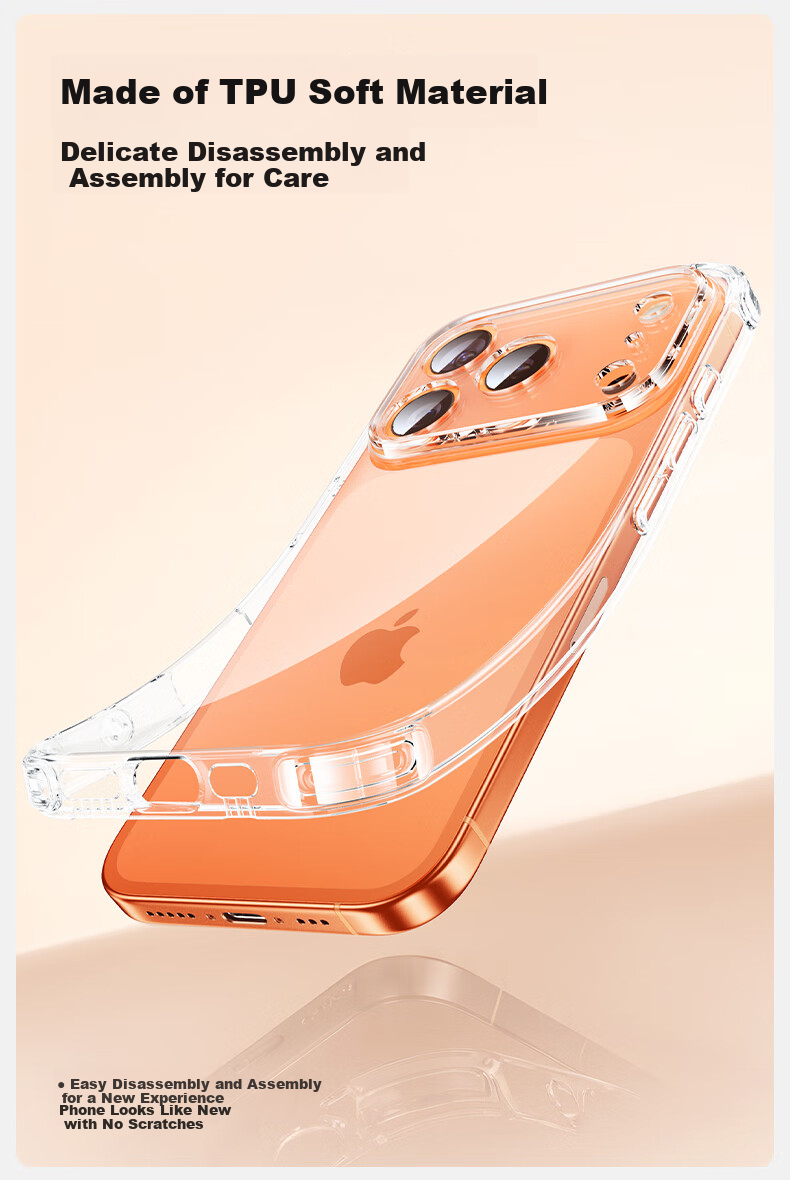 Чехол для Apple iPhone 17 Pro Max Shanmo, противоударный, с защитой от пожелтения, ультратонкий, прозрачный, унисекс