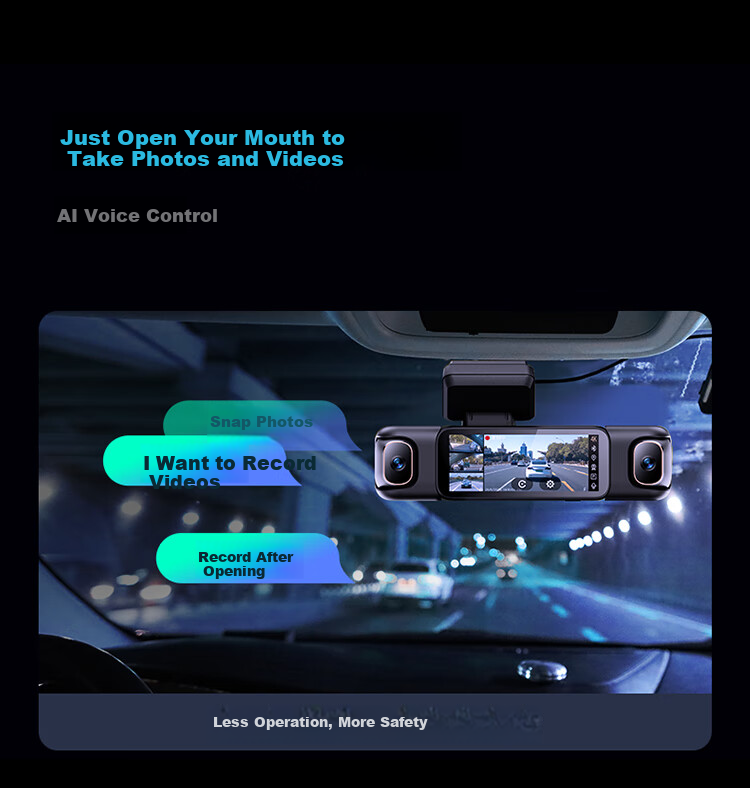 Видеорегистратор 360 AI Dash Cam G980, 3 камеры, 4K, ночное видение, GPS