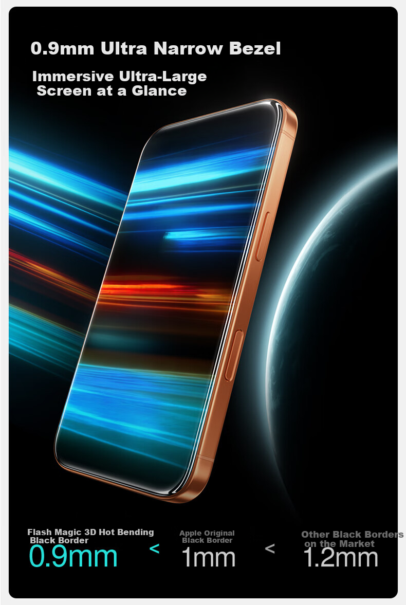 Защитное стекло SmartDevil для Apple iPhone 17 Pro Max, ультратонкое 0.18 мм, 3D полное покрытие, высокая прозрачность, антибликовое, антиотпечатки, закаленное стекло