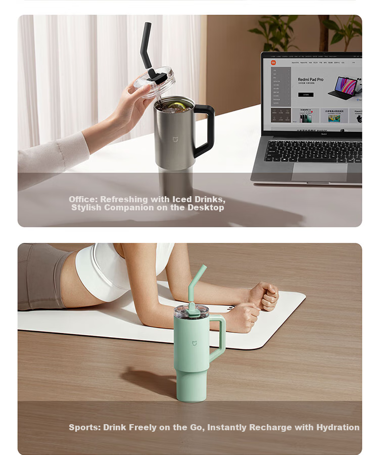 Xiaomi Straw Insulated Cup, 1L, Lime Green