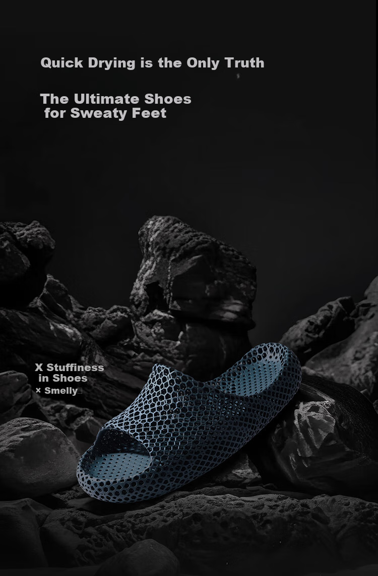 JD Original [3D Printed Slippers] Нескользящие уличные дышащие весенне-летние мягкие эластичные спортивные сандалии-шлепанцы Quantum Dark Black 44