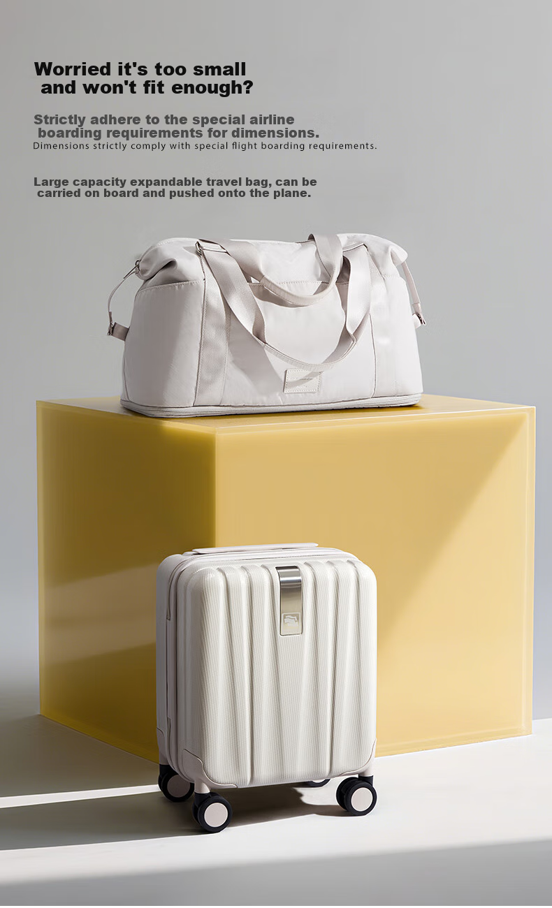 Чемодан HANKE 18 дюймов, Ivory White, с кодовым замком, универсальный, для мужчин и женщин, обновленная версия