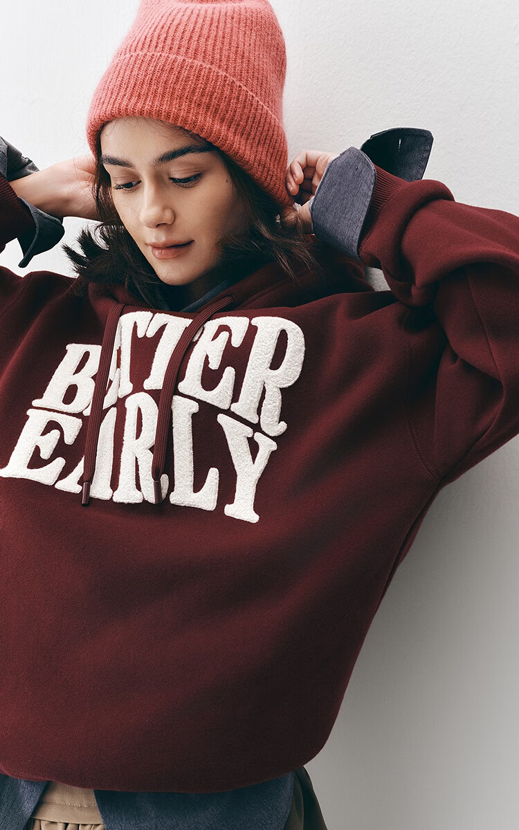 Женская толстовка Semir, флисовая, оверсайз, с буквенным принтом, для зимы 2025, повседневный стиль