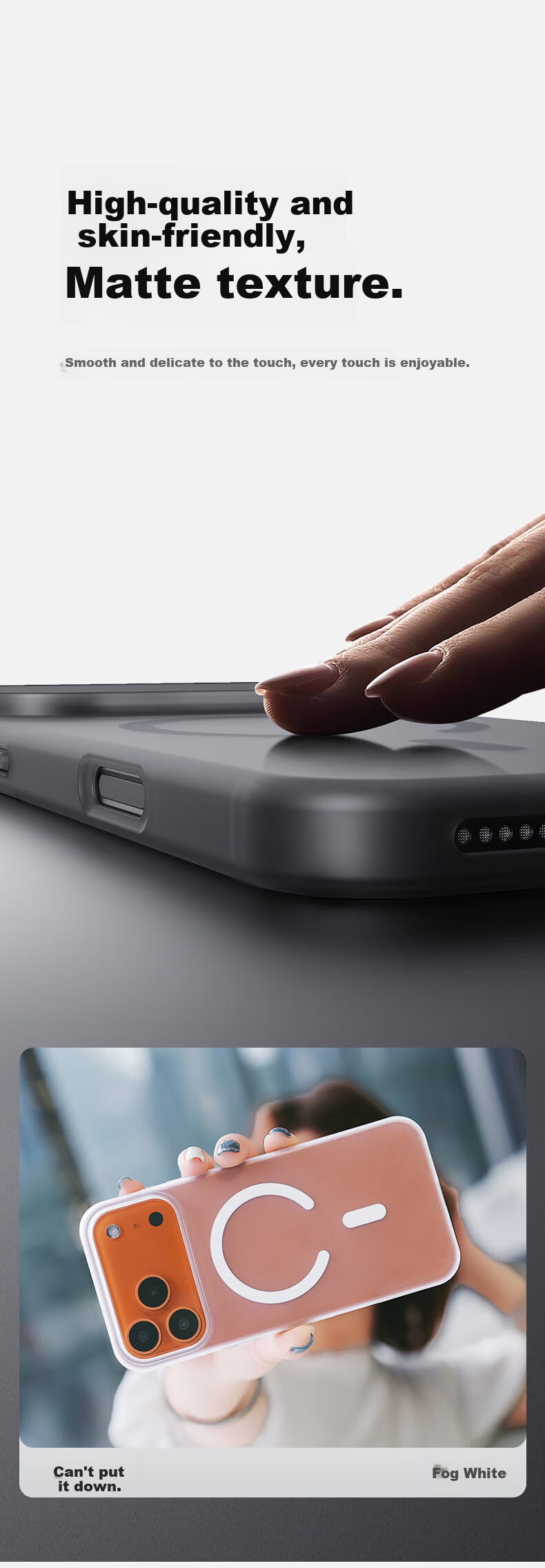 Чехол LLUNC для Apple iPhone 17 Pro Max, противоударный, с защитой камеры, с поддержкой MagSafe, полупрозрачный белый