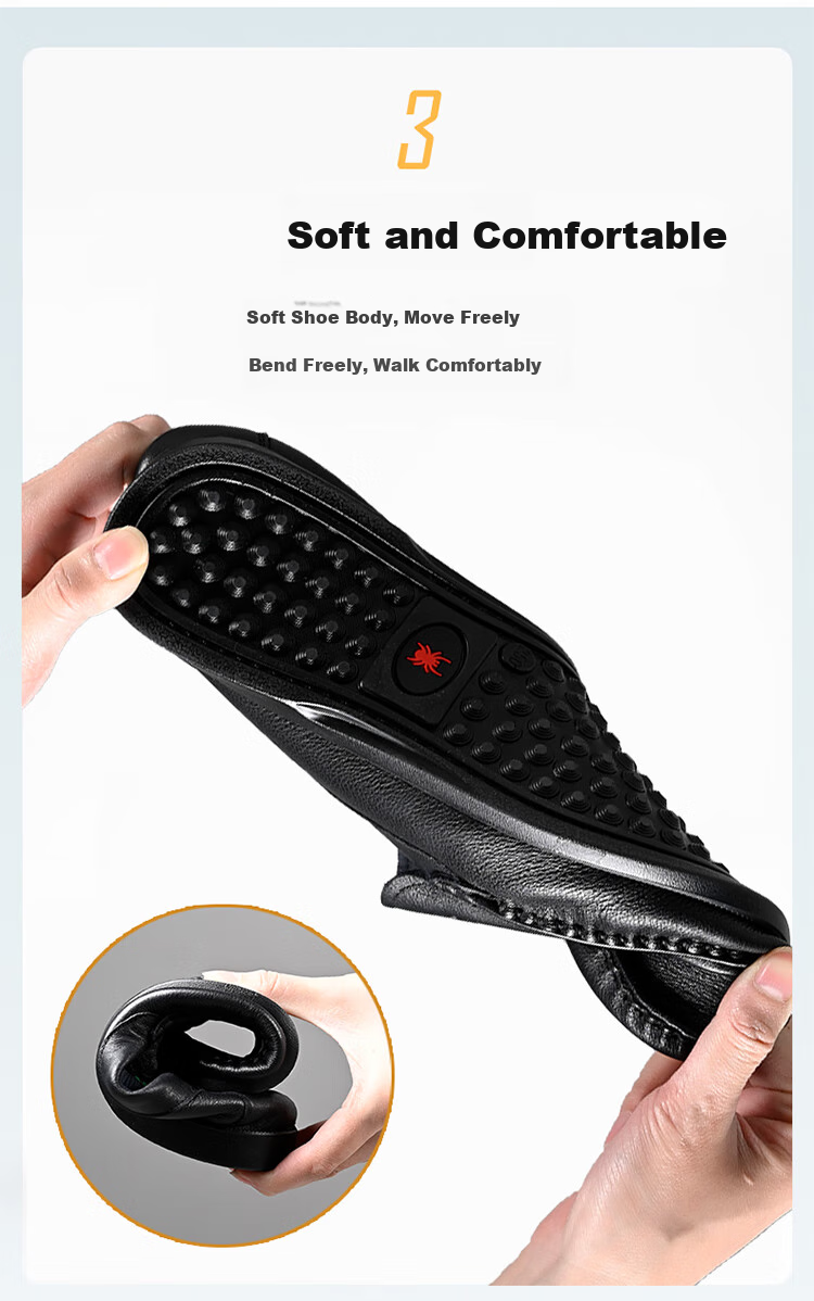 SPIDER KING Мужская обувь из натуральной кожи, весенне-осенние дышащие слипоны на мягкой подошве, размер 42, черные
