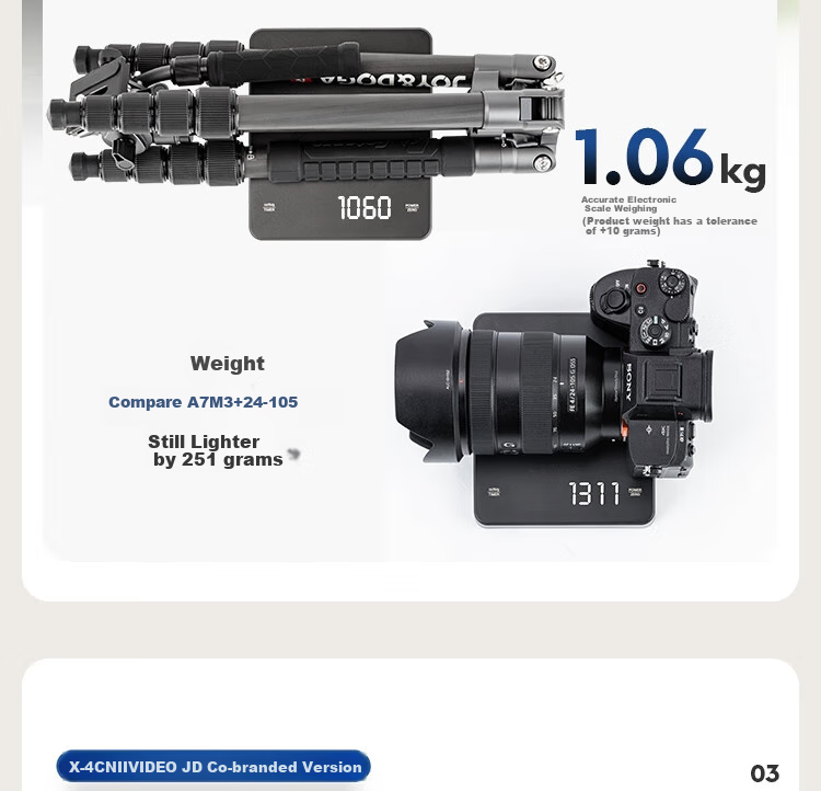 Штатив Fotopro X-4CN VIDEO с гидравлической головкой, карбоновый, серебристый