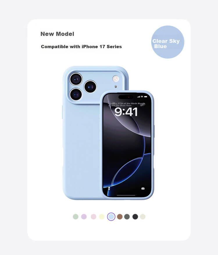 Чехол для Apple iPhone 17 Pro Max Zhilangni, жидкий силикон, защита камеры, противоударный, ультратонкий, синий