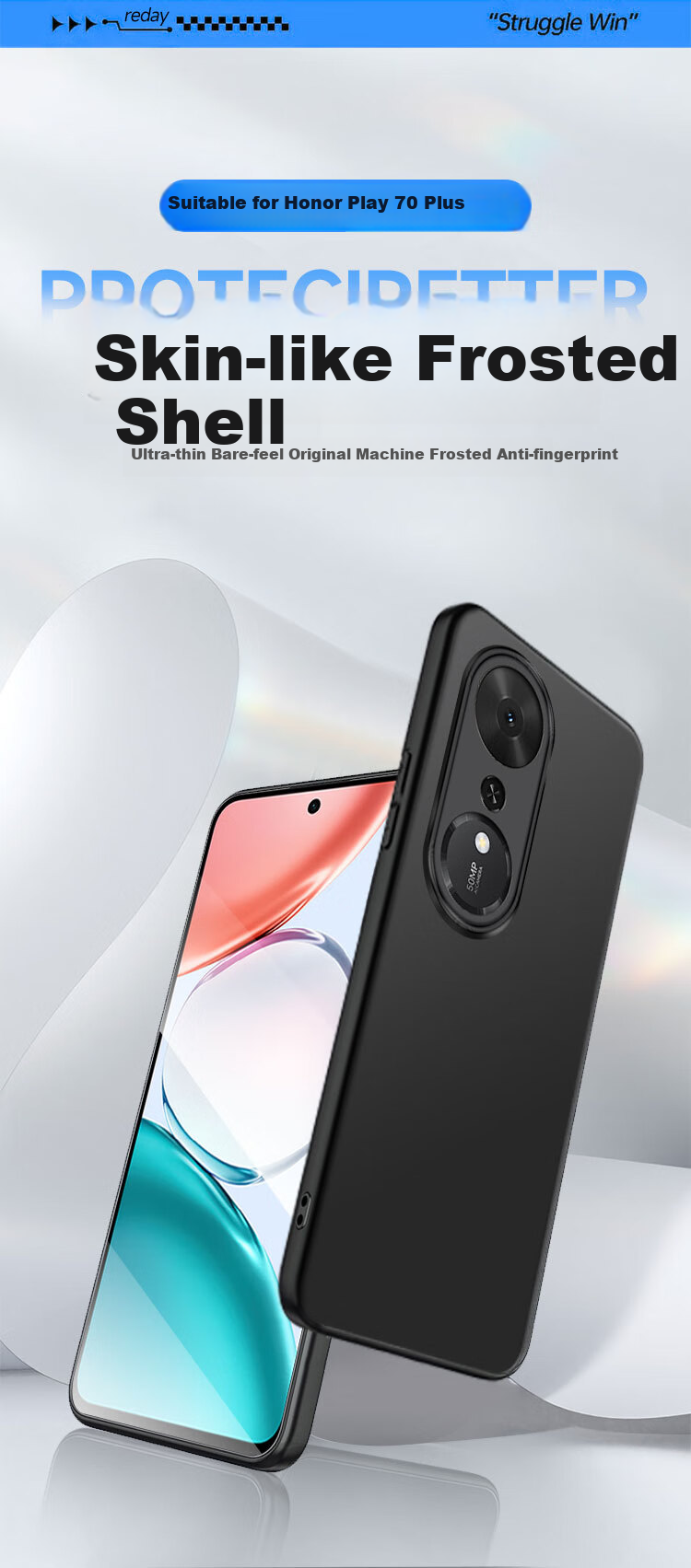 Чехол Kulefeng для Honor Play 70 Plus, противоударный, с защитой камеры, материал TPU, простой стиль, арт. 100167263332