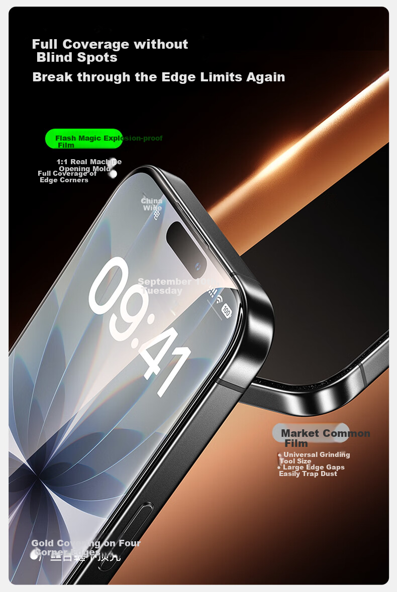 Защитное стекло SmartDevil для iPhone 17 / 16 Pro, полное покрытие, HD, антибликовое, противоударное, 2 шт.