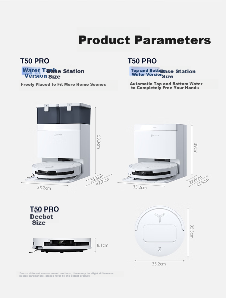Робот-пылесос ECOVACS T50 PRO с функцией влажной уборки, автоматической очисткой, сбором пыли, интеллектуальным домашним использованием, двойными механическими рычагами, обнаружением волос, версией резервуара для воды с нулевым запутыванием (совместим с HarmonyOS)