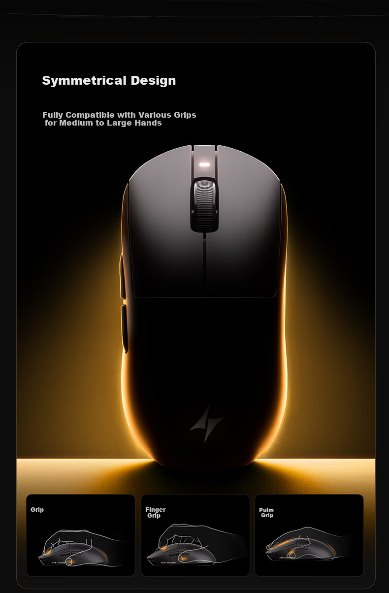 Беспроводная игровая мышь ATK Qingting A9, проводная/2.4G, двойной режим, легкая, симметричная, минималистичная эргономика, Master Edition, Vermilion Red