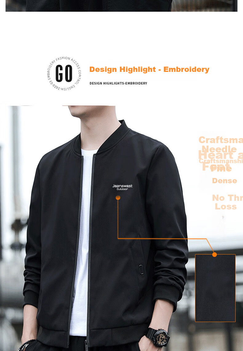 Мужская куртка JEANSWEST OUTDOOR, весенне-осенняя, трендовая, с воротником-стойкой, свободного кроя, светло-серая, размер 2XL