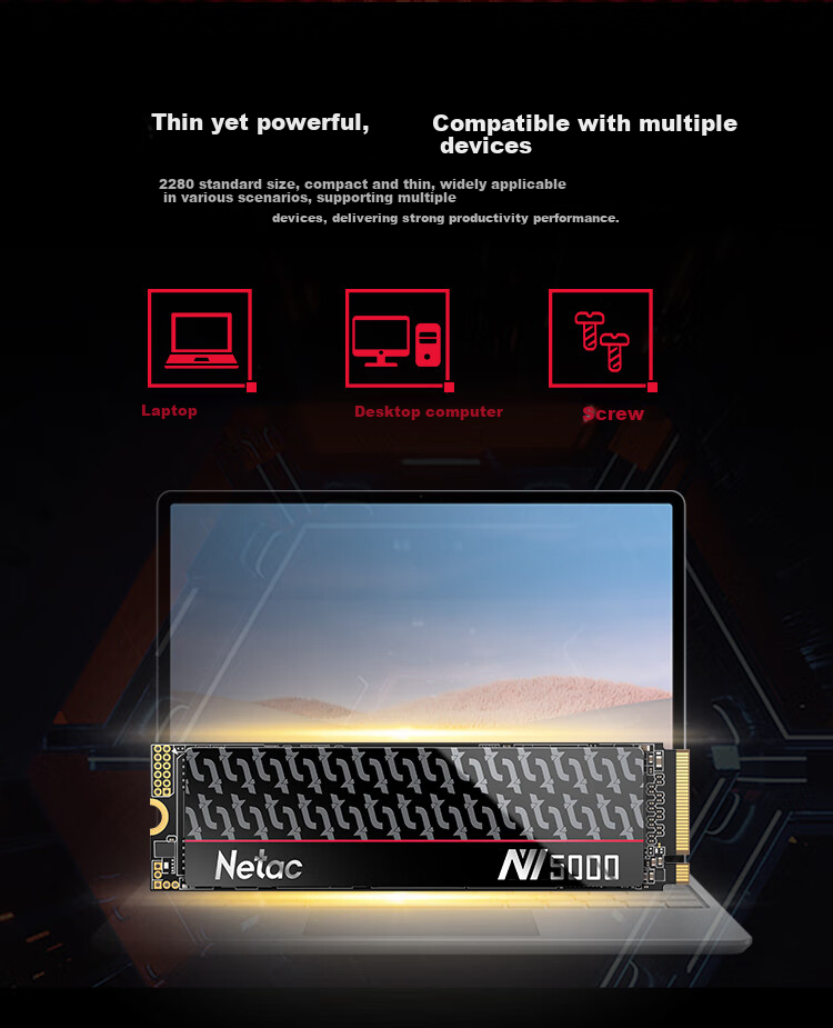 Твердотельный накопитель Netac NV5000-T, 1 ТБ, M.2, NVMe PCIe 4.0 x4, скорость чтения 4800 МБ/с