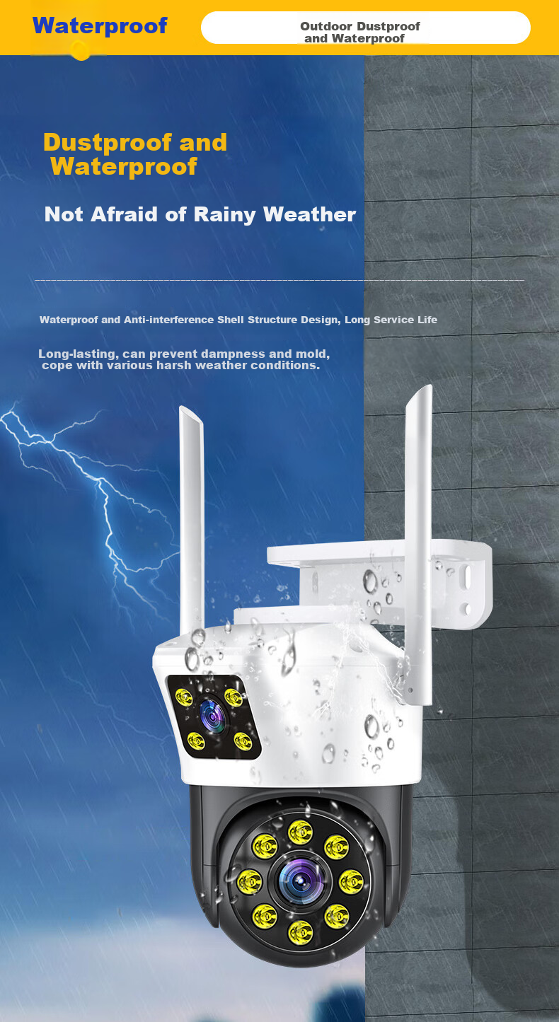 IP-камера Newmine Home AI, беспроводной мониторинг через смартфон, 360-градусное покрытие, ночное видение, панорамная купольная камера с цветным отслеживанием и двусторонней аудиосвязью, водонепроницаемая для сельского наружного использования