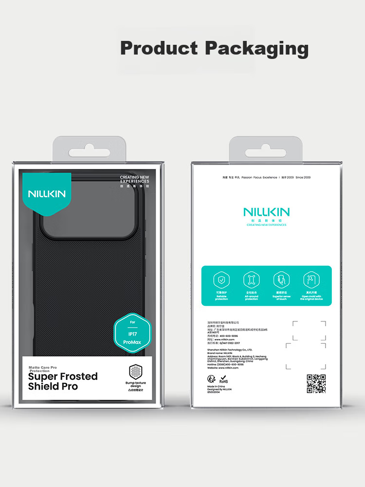 Чехол NILLKIN для iPhone 17 Pro Max, полное покрытие, матовый, противоскользящий, ударопрочный, тонкий, бизнес-стиль, черный