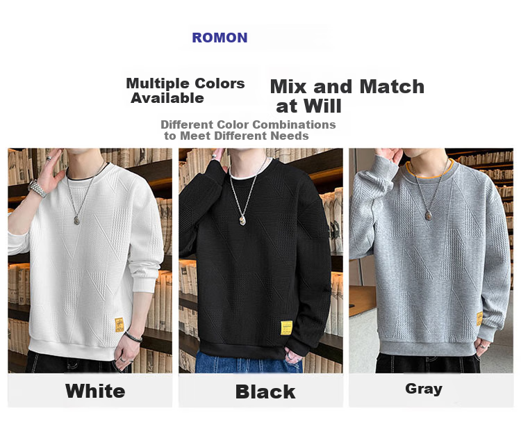 Мужская толстовка ROMON, повседневная, с длинным рукавом, для осени и зимы, свободная посадка, мужская базовая футболка, белая, 2XL