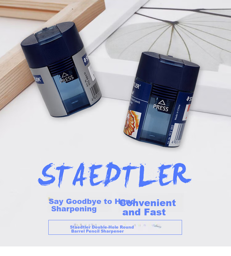 Точилка для карандашей STAEDTLER, двойное отверстие, большая емкость, бочкообразная портативная, для студентов, детей, рисования, эскизов, цветных карандашей, незаменимая вещь в школе