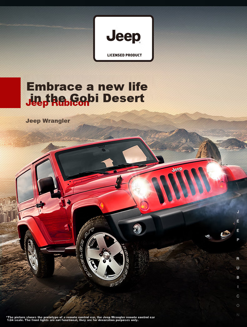 Радиоуправляемый джип Rastar Jeep Wrangler 1:24, желтый, модель 79500, подарок для мальчика