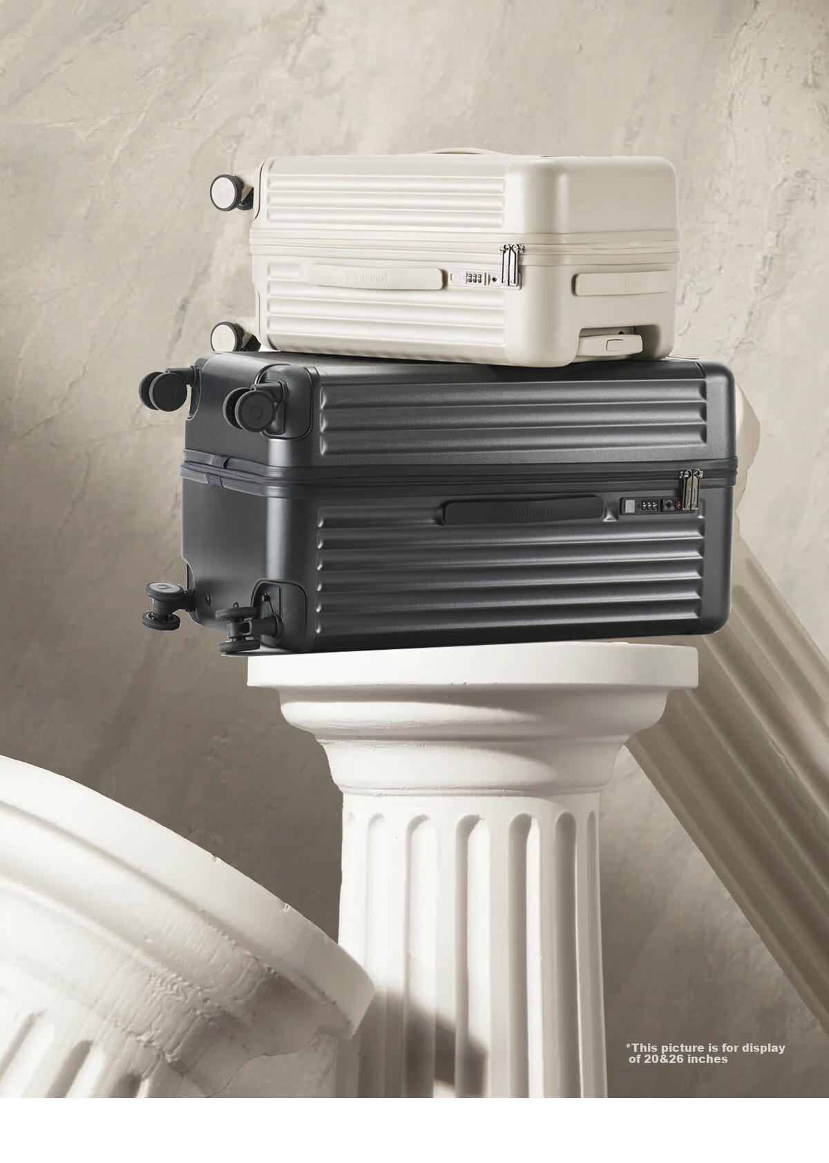 Чемодан Diplomat TRUNK TC-23272, 20-дюймовый, с кодовым замком, ABS+PC, унисекс, молочный чай