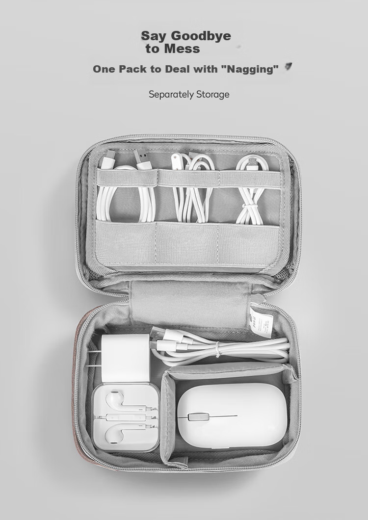 Pack All Сумка-органайзер для кабелей, пауэрбанка, жесткого диска и наушников, защитный чехол для цифровых аксессуаров, серая