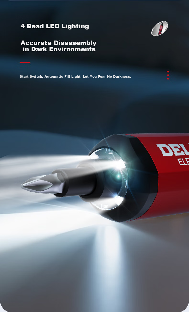 Аккумуляторная отвертка DELIXI ELECTRIC, бытовая, мини, 4 В, с прямым корпусом