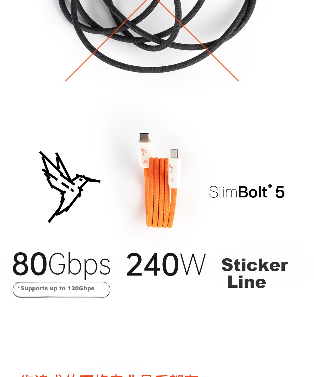 Кабель CANDYSIGN SlimBolt 5 USB4 240W 80Gbps Type-C to Type-C, 0.5 метра, фантомный черный