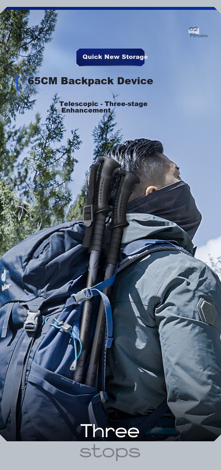 Треккинговые палки SupFire Outdoor Hiking Pole, алюминиевый сплав, телескопические, для детей и пожилых, легкие, с амортизацией, для походов и альпинизма
