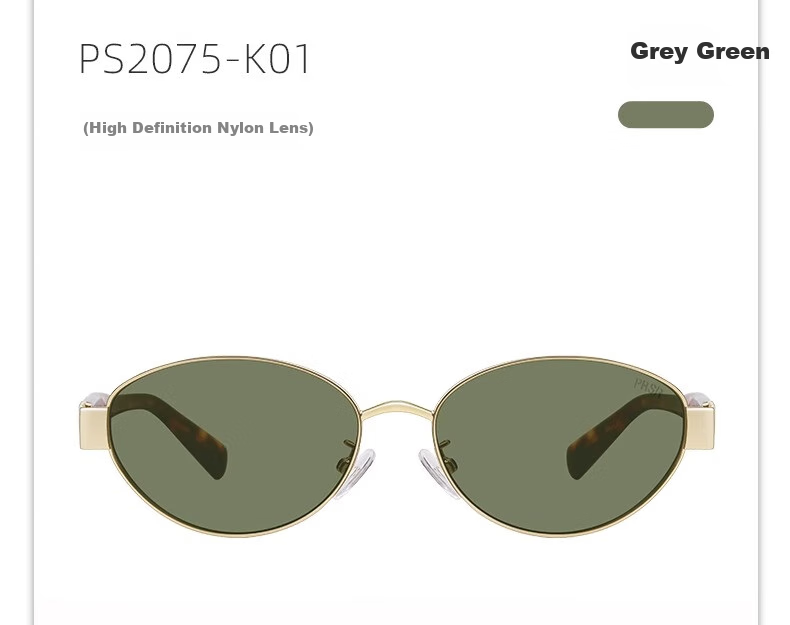 Солнцезащитные очки Prsr PS2075-K Gold, унисекс, металлическая оправа, овальные