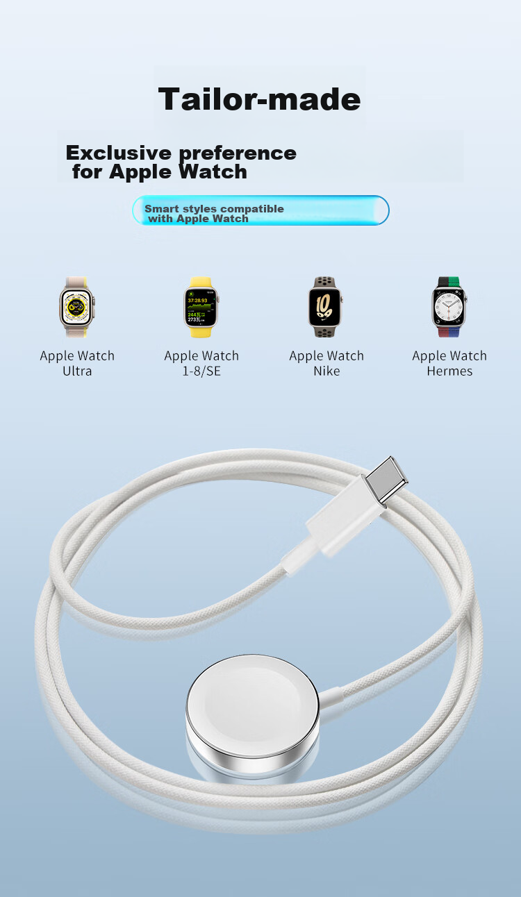 Магнитное зарядное устройство MSSM для Apple Watch, безопасная быстрая зарядка, совместимость с Series 11/10/9/8/Ultra3/SE3, обновленная версия, белый