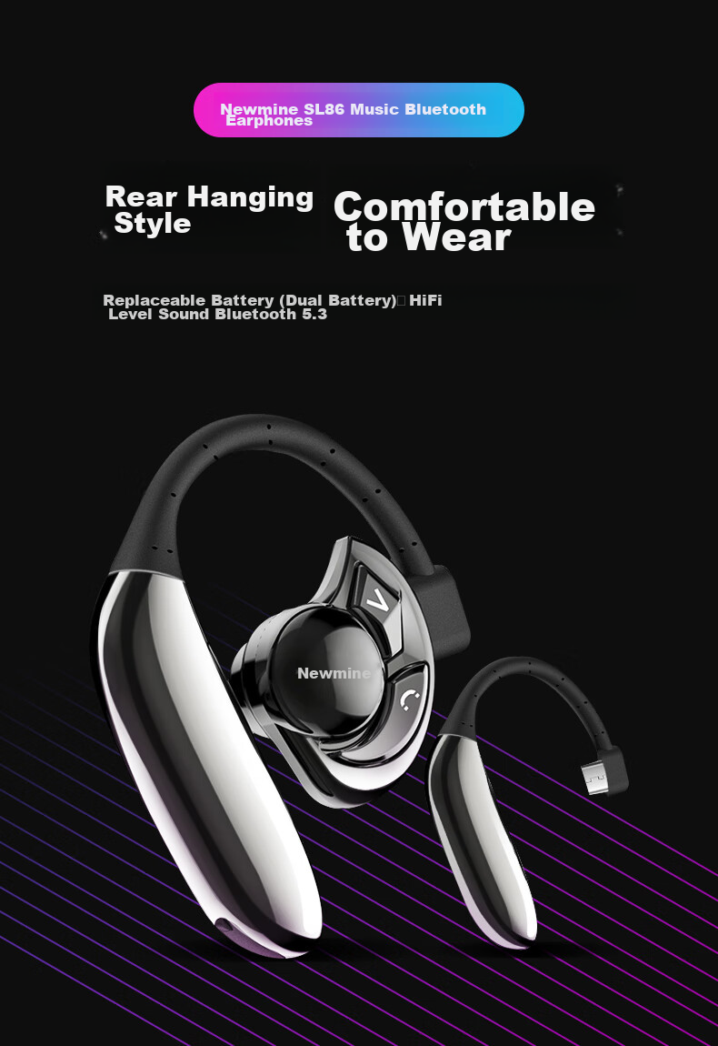 Беспроводные наушники Newmine SL86 UFO, спортивные Bluetooth-гарнитуры, одноухие, бизнес-класс, длительное время работы, HD-звонки, совместимы с Apple, Huawei, Xiaomi, OPPO