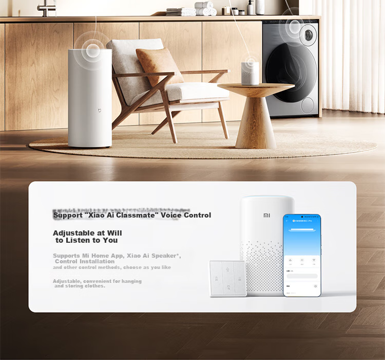 Умная сушилка для белья Mijia Smart Clothes Drying Rack 2 Pro, электрическая, невидимая, с 3D изогнутым купольным светом