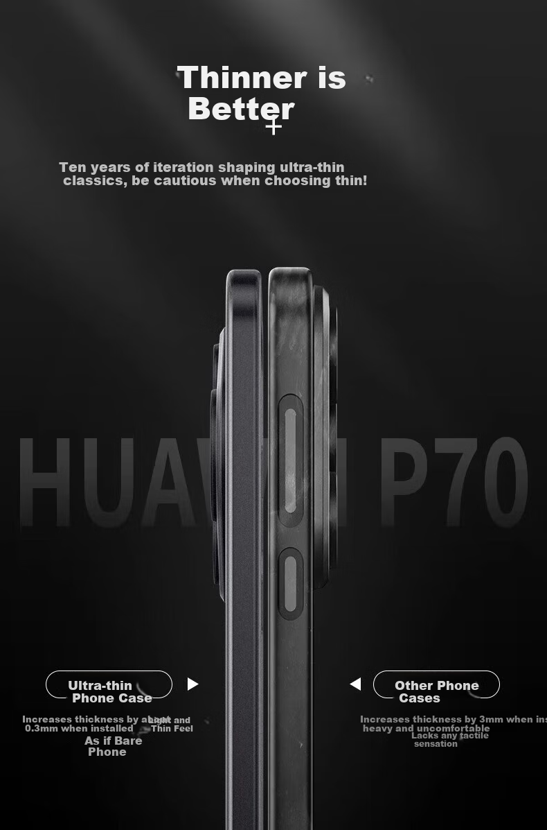 Чехол для Huawei Pura 70 HOLDZU, ультратонкий матовый, защита всего корпуса и объектива, черный