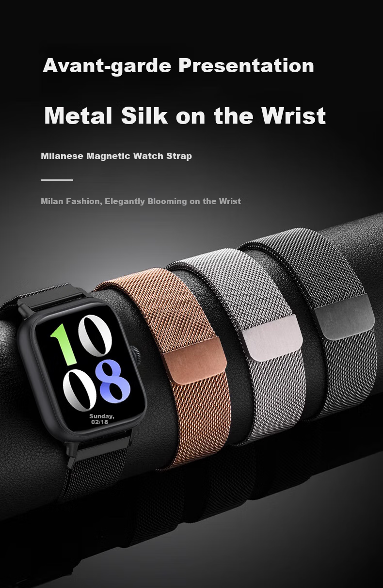 Ремешок Smorss Milanese Magnetic для Vivo Watch GT, из нержавеющей стали, черный