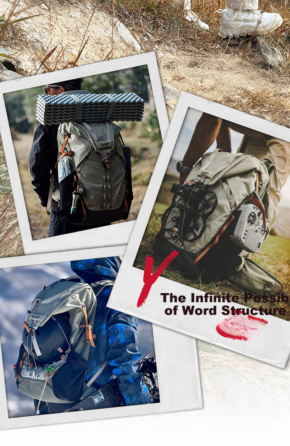 Рюкзак VSGO Pocket Ranger, 25л, для фототехники, путешествий и хайкинга, бежево-зеленый