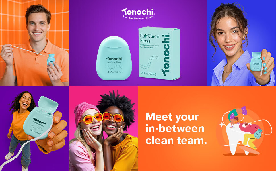 Зубная нить Tonochi, 50 м, экстрадлинная, эффективная очистка, без воска, для ортодонтии, защита десен, свежее дыхание, мятная