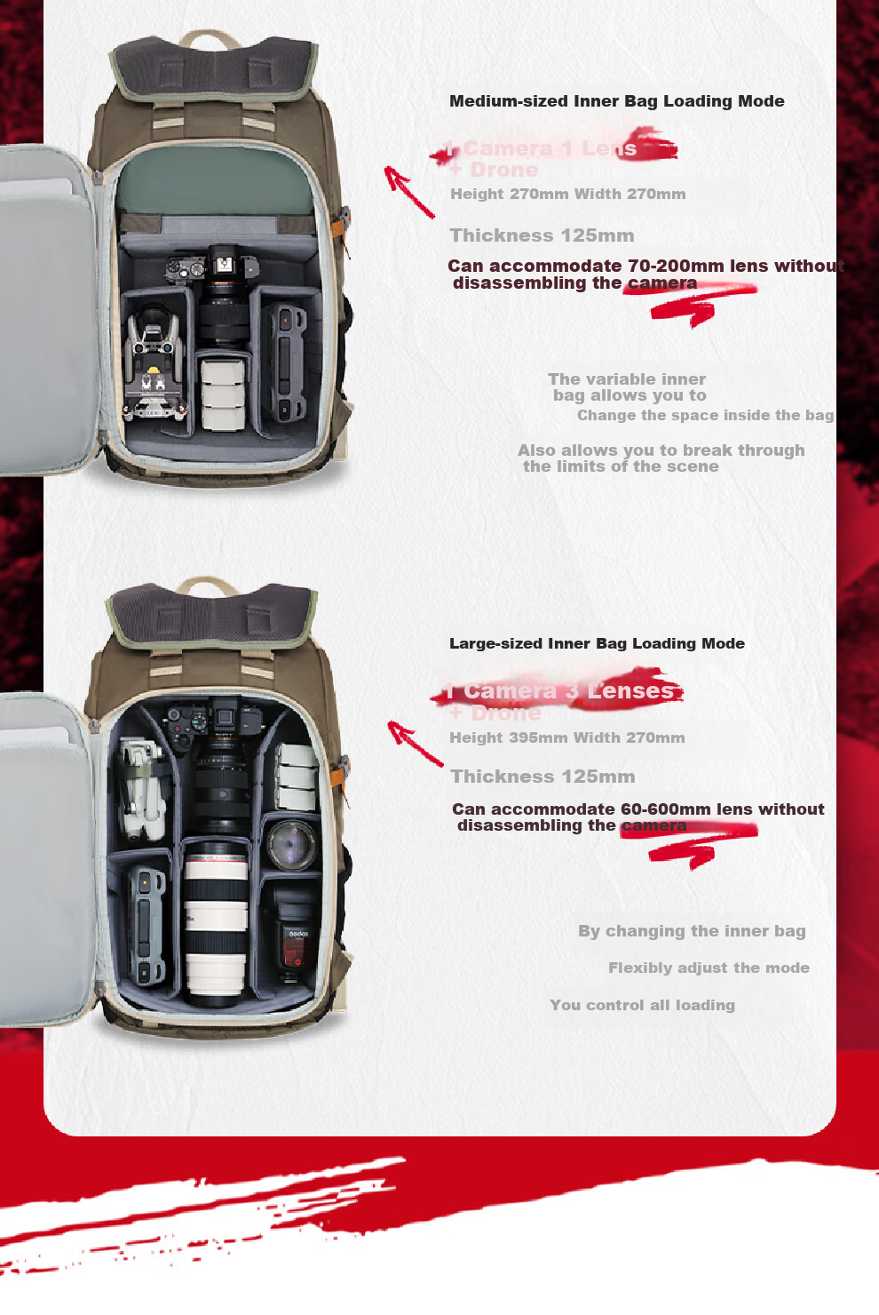 Рюкзак VSGO Pocket Ranger, 25л, для фототехники, путешествий и хайкинга, бежево-зеленый
