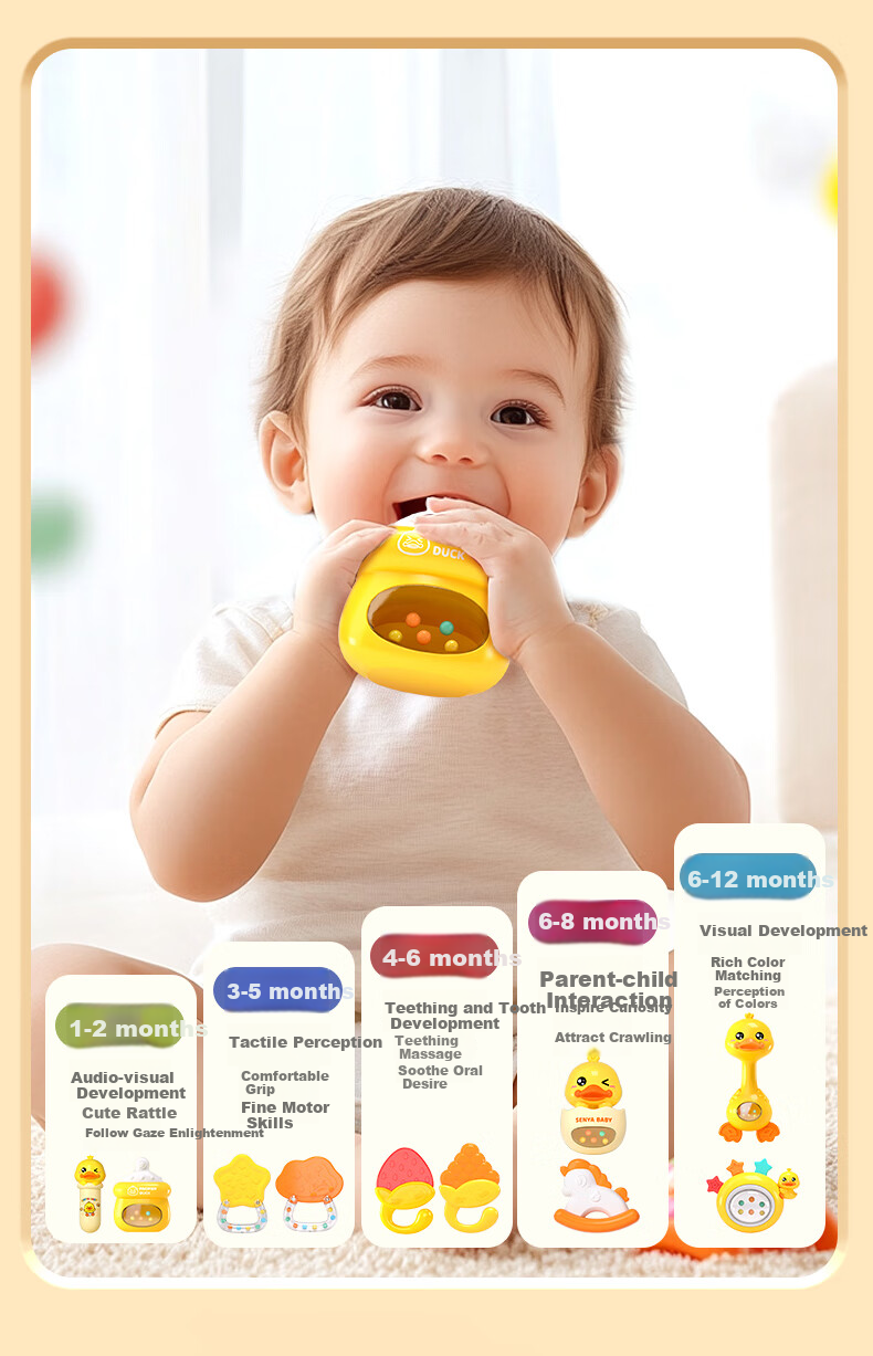Детский набор погремушек Anby Families, развивающие игрушки для малышей от 0 до 1 года, прорезыватели для зубов, подарок на день рождения