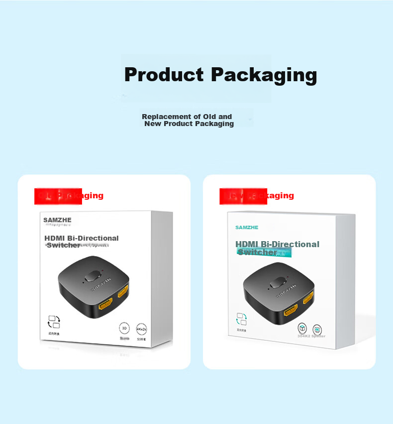 HDMI переключатель SAMZHE HV-300, 2 входа 1 выход, 4K 60Hz, HD, для ноутбука, монитора, проектора, сплиттер