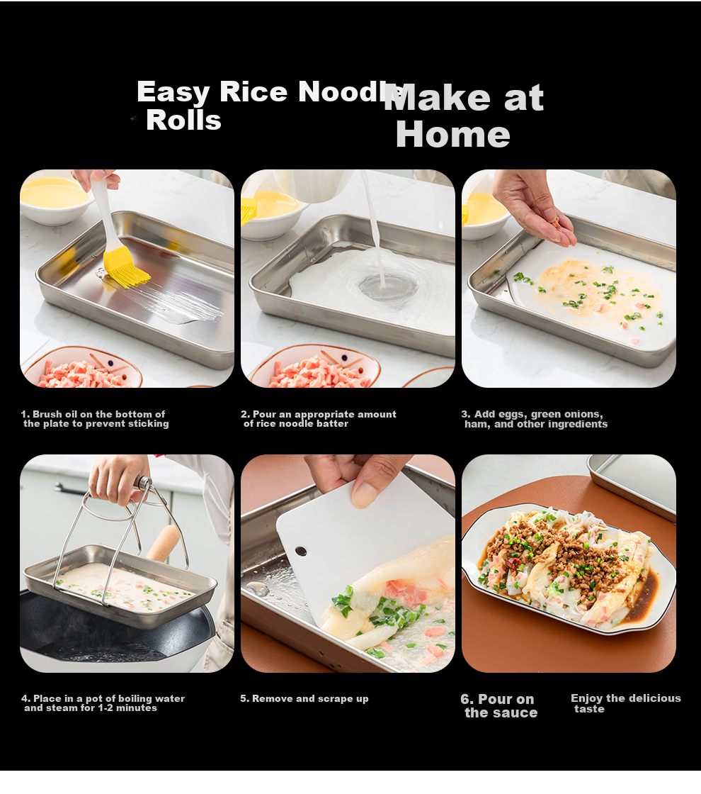 Onlycook 304 Нержавеющая сталь Паровая тарелка для Лянпи и рисовых роллов, лоток для домашнего использования, тарелка для подачи чая, сковорода для жарки рыбы, Лянпи Гунгун, маленький размер