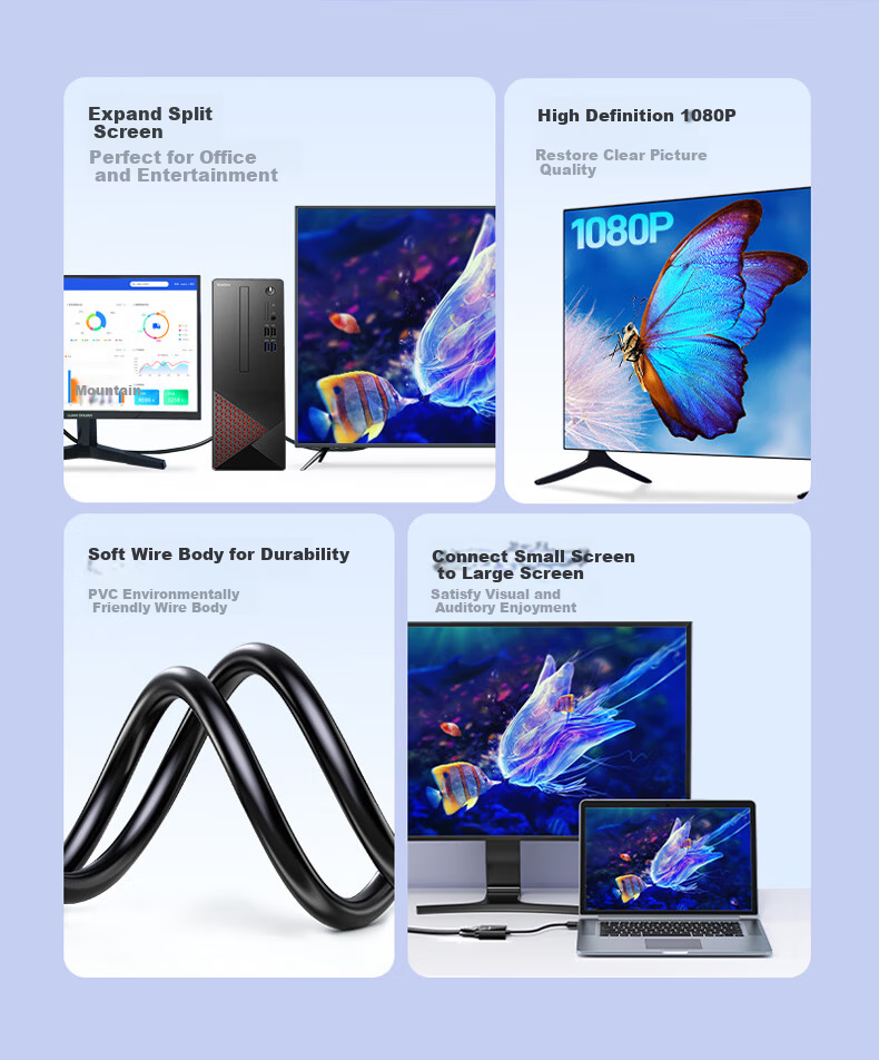 Конвертер SAMZHE DP to VGA PG02, Displayport в VGA, адаптер кабель для настольного компьютера в монитор/проектор, черный