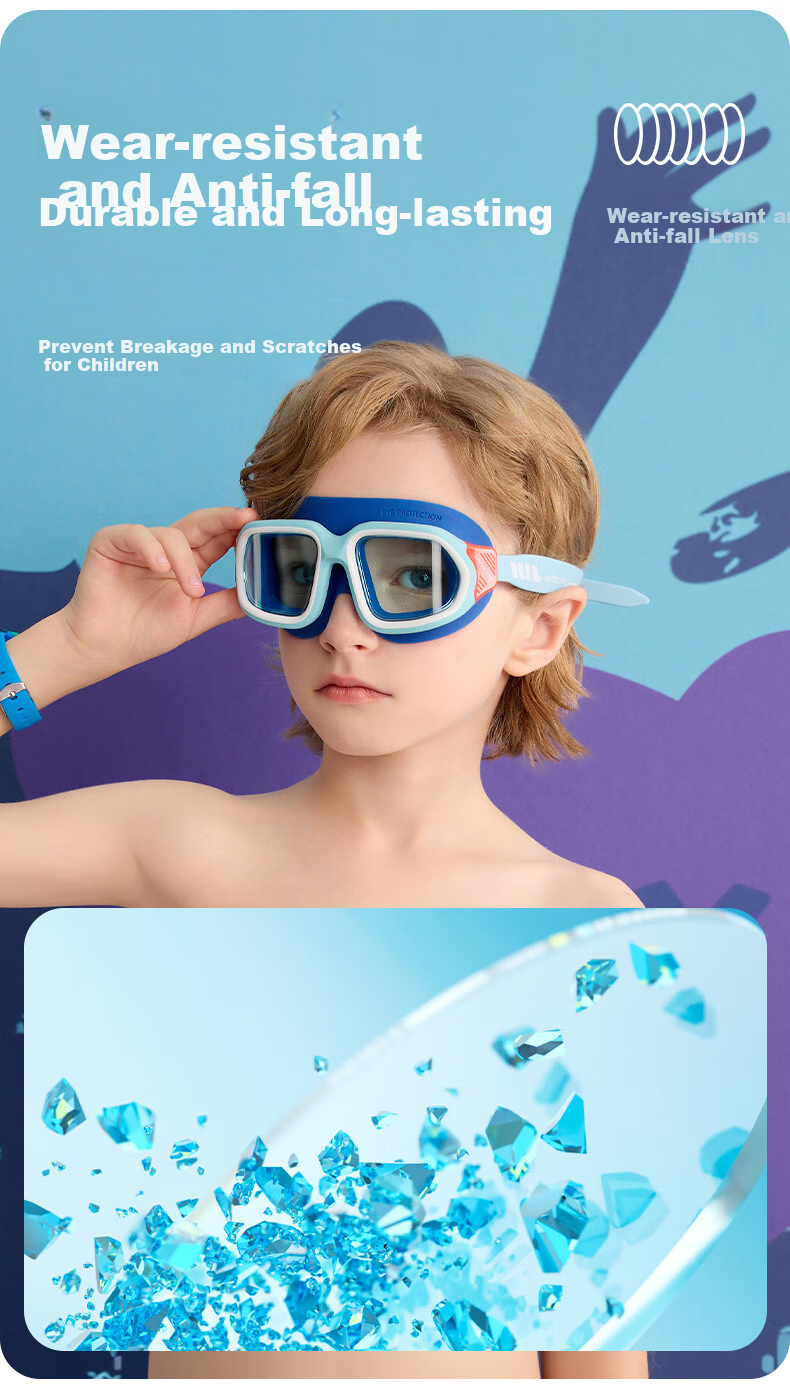 Детские очки для плавания WATERTIME, большая оправа, профессиональные, с защитой от запотевания, для детей 6-15 лет, цвет "Пляжный синий"