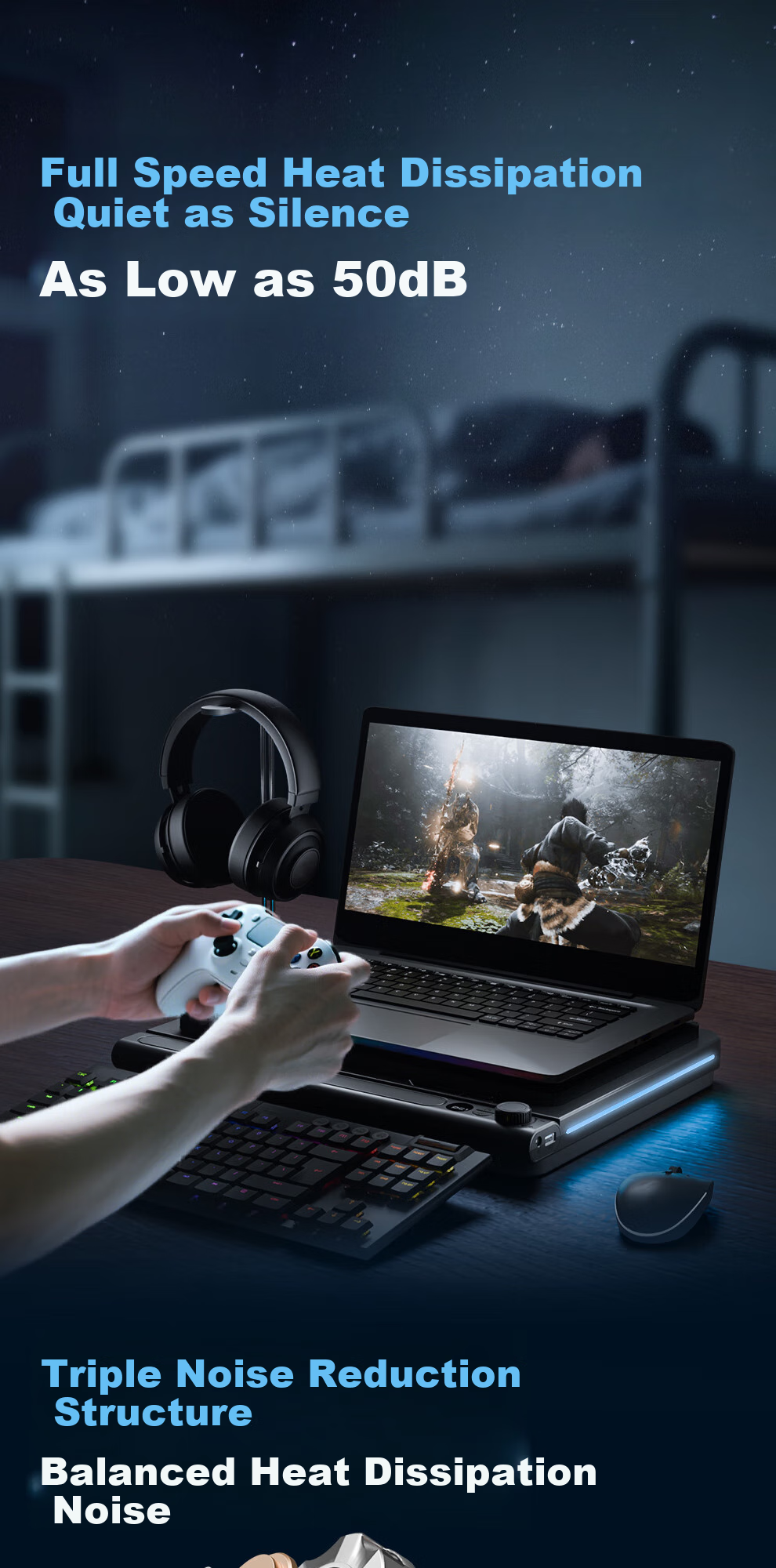 Охлаждающая подставка для ноутбука Jichuan FX7, игровая, для Lenovo Legion, Alienware, Tianxuan, Aurora ROG и ноутбуков с водяным охлаждением