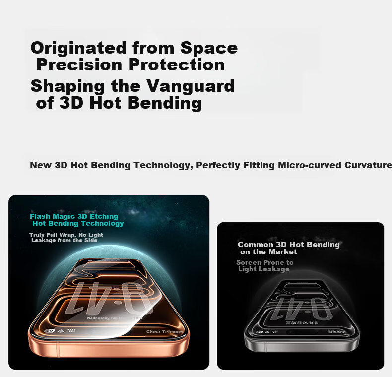 Защитное стекло SmartDevil для iPhone 17 Pro Max, 3D горячее изгибание, Corning Glass, ультратонкое 0.18 мм, противоударное, пыленепроницаемое, антибликовое