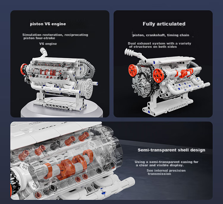 Конструктор ONEBOT V6 Engine Model, сборная модель двигателя, 14+, 400+ деталей, подарок