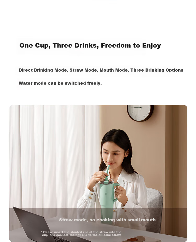 Xiaomi Straw Insulated Cup, 1L, Lime Green