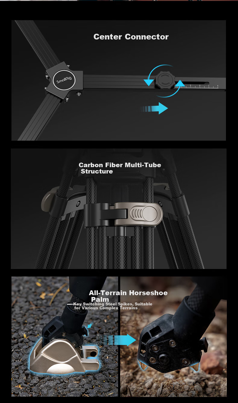 Профессиональный штатив SmallRig AD-100, карбоновый, с гидравлической головкой, для видеосъемки и фотосъемки