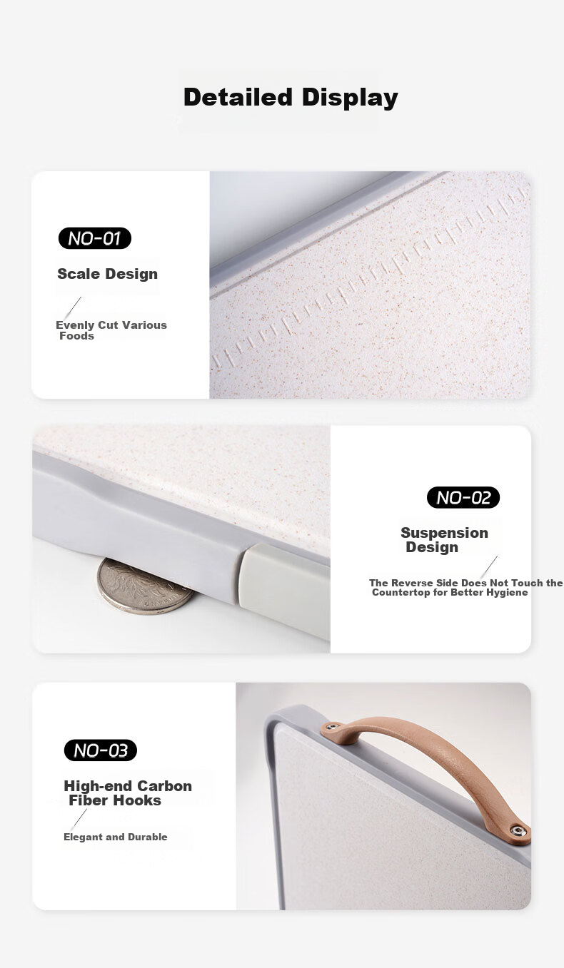 Разделочная доска KBH KBH Antibacterial Stainless Steel Cutting Board, Толстая, нескользящая, антибактериальная, двусторонняя, 40x28x1.8 см