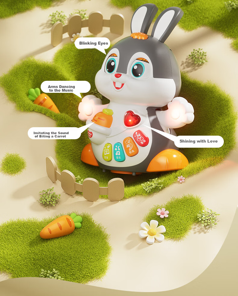 Интерактивная игрушка HUILE TOYS "Активный кролик", развивающая, для детей от 6 месяцев